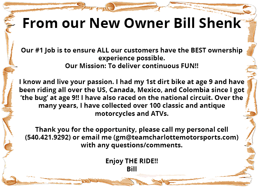 team charlotte motorsports motorcycle atv watercraft dirtbike bill of sale